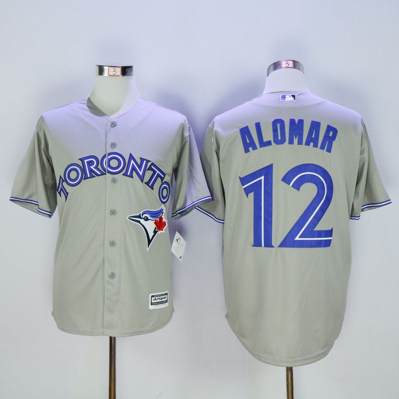 Men Toronto Blue Jays #12 Alomar Grey MLB Jerseys